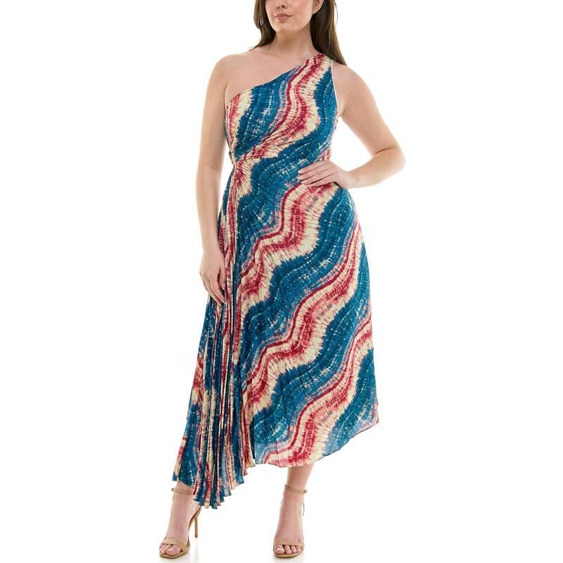 ニコルミラー レディース トップス ワンピース プリーツ Womens Nicole Miller One Shoulder Pleatedress Tye Dye Wave