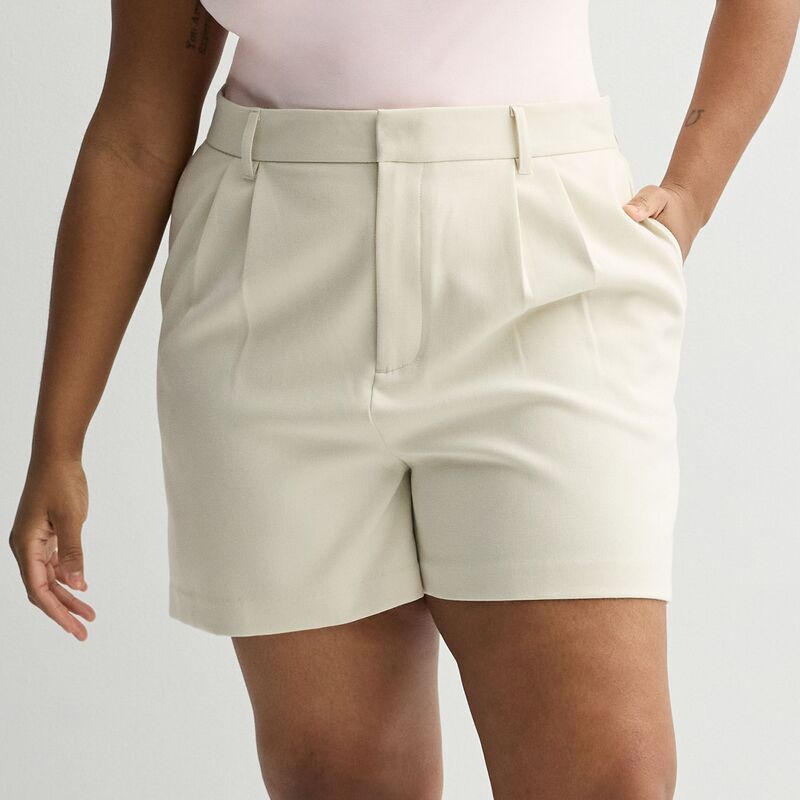 エスオー レディース ボトムス ハーフパンツ・ショーツ プラスサイズ プリーツ ショートパンツ Juniors Plusize SO PleatedFrontrouser Shorts Bone
