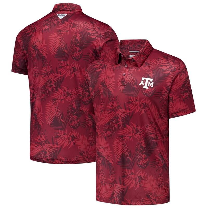 コロンビア メンズ トップス Tシャツ ポロシャツ Mens Columbia Maroon Texas AM Aggies PFG Super Terminal Tackle OmniShade Bangalows Polo Tam Red レッド