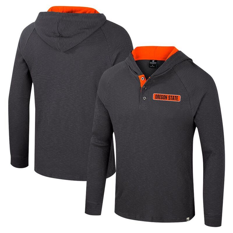 コロシアム メンズ トップス Tシャツ パーカー Mens Colosseum Charcoal Oregon State Beavers Dujouralgan Long Sleeve Henley Hoodie TShirt Ors Charco チャコー