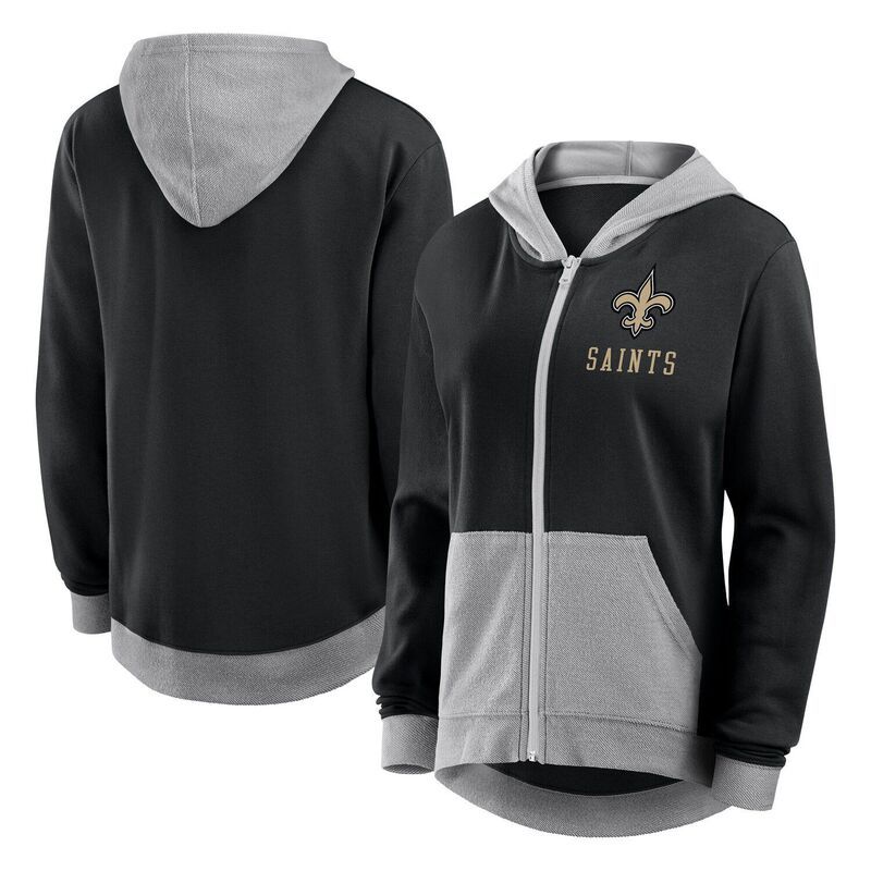 アンブランデッド レディース トップス Tシャツ パイル パーカー Unbranded Womens Black New Orleansaints Hit French Terry FullZip Hoodie Snt Black ブラック