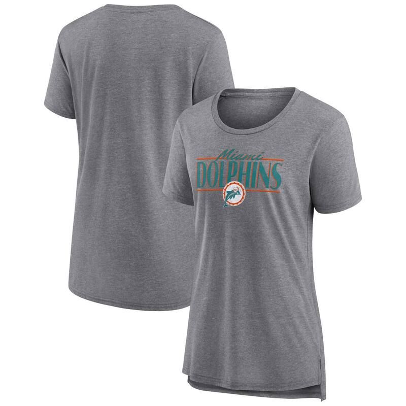 【送料無料】 ファナティクス レディース Tシャツ トップス Womens Fanatics Heather Gray Miami Dolphins Up the Middle TriBlend TShirt Dol Grey