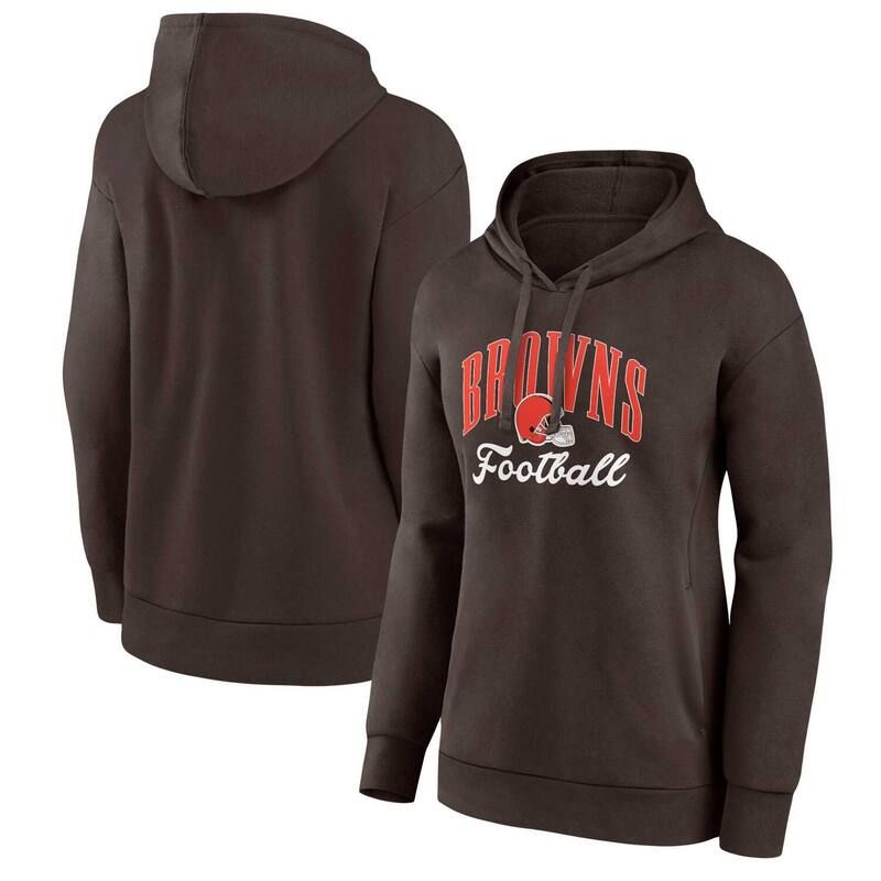 【送料無料】 ファナティクス レディース Tシャツ トップス Womens Fanatics Brown Cleveland Browns Victory Script Pullover Hoodie Brn Brown
