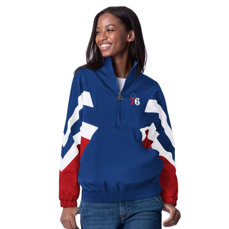 スターター レディース トップス Tシャツ オックスフォード ジャケット Womenstarteroyal Philadelphia 76ers Renegade Oxford HalfZip Jacket 76r Blue ブルー