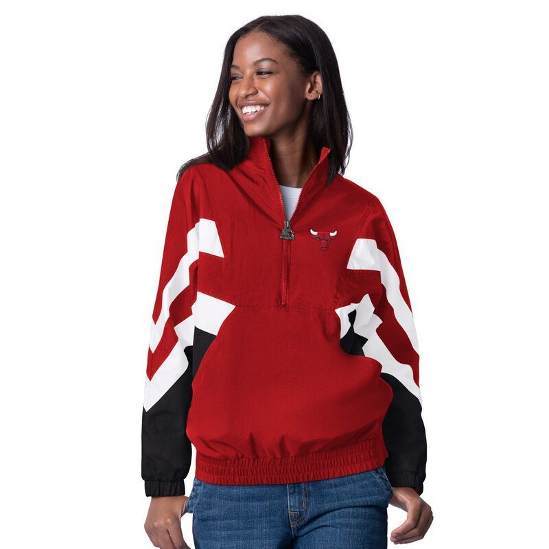 スターター レディース トップス Tシャツ オックスフォード ジャケット Womenstartered Chicago Bulls Renegade Oxford HalfZip Jacket Bul Red レッド