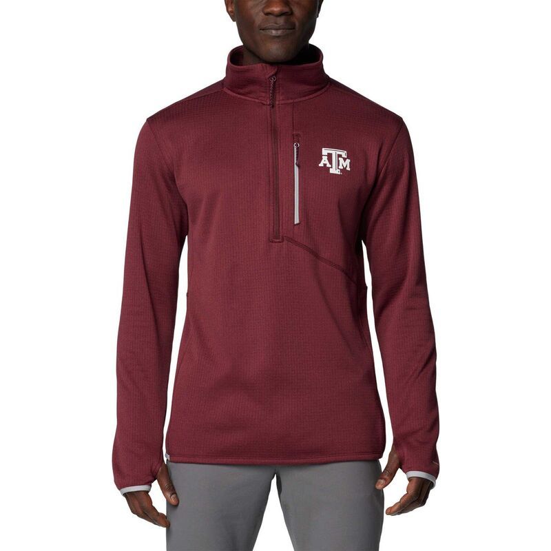 コロンビア メンズ トップス Tシャツ フリース ジャケット Mens Columbia Maroon Texas AM Aggies Park View Grid Fleece OmniWick HalfZip Jacketam Red レッド