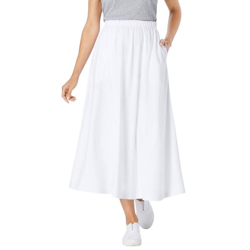 ウーマン ウィズイン レディース ボトムスカート A ライン プラスサイズ プチ ニット Woman Within Womens Plusize Petite 7day Knit Aline Skirt White ホワイト