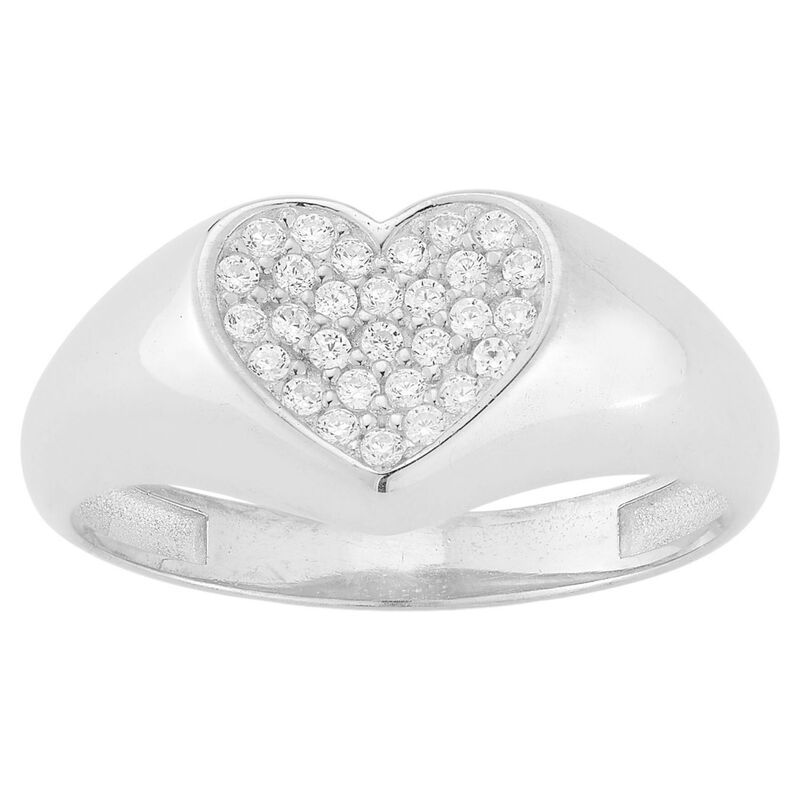 Sunkissed Sterling レディース アクセサリー リング Sunkissed Sterling Cubic Zirconia Heart Signet Ring Silver Tone シルバー