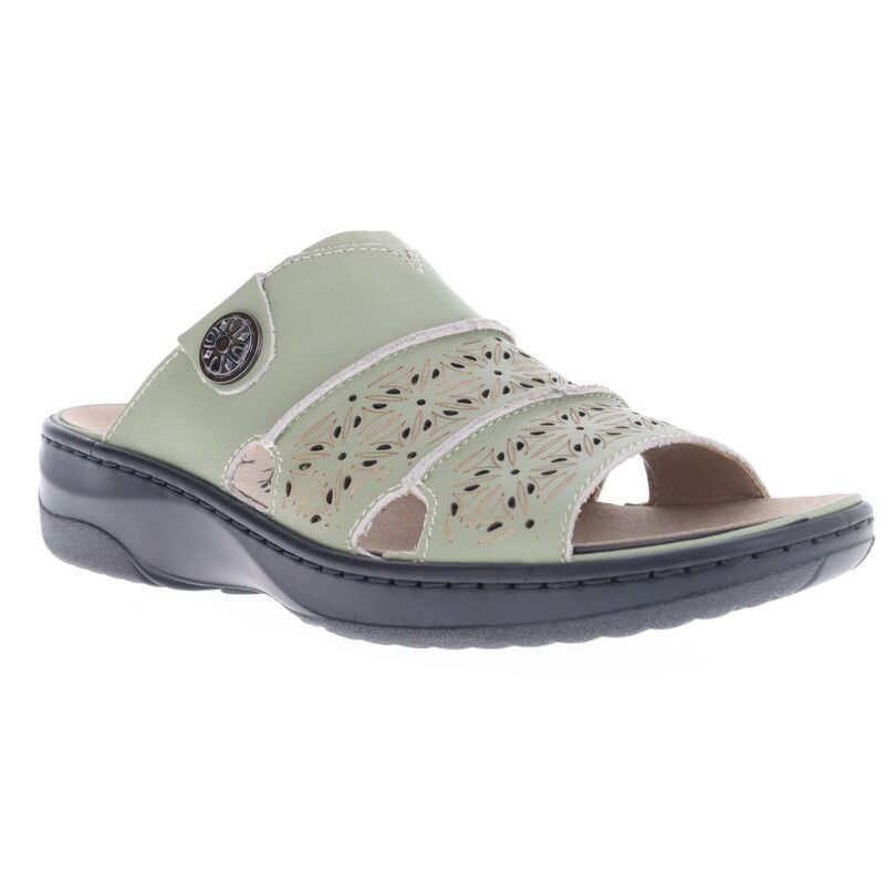 プロペット レディース シューズ サンダル レザー Propet Gertie Womens Leather Slide Sandals Lily Pad