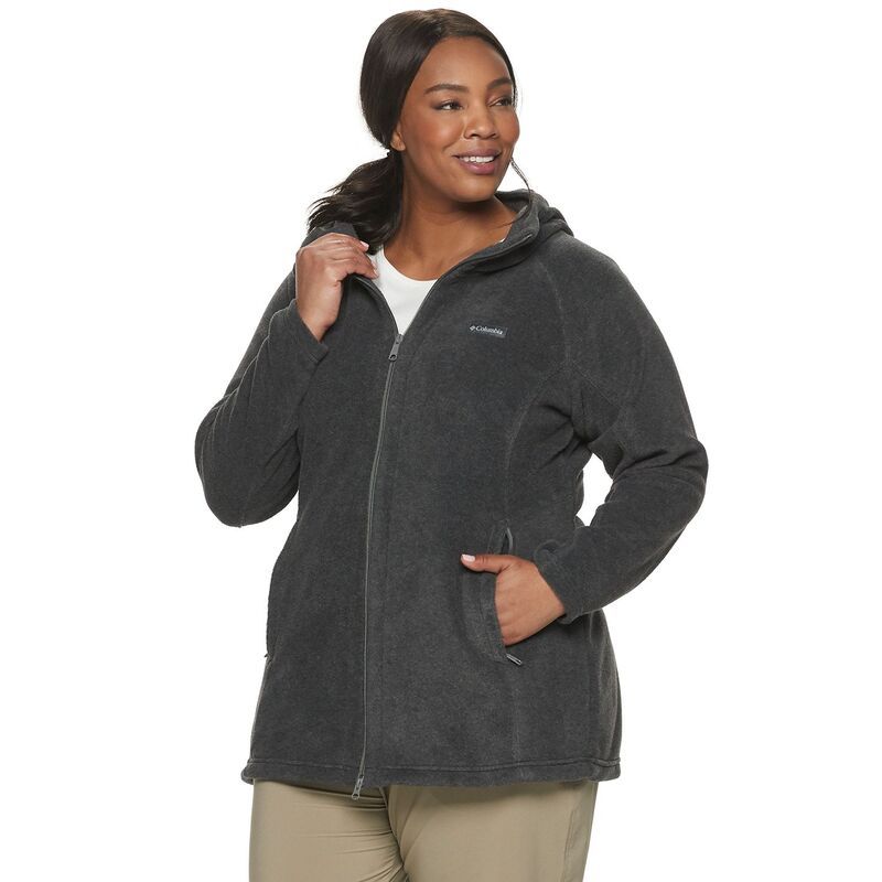 コロンビア レディース アウター ジャケット・ブルゾン プラスサイズ フリース Plusize Columbia Benton Springs Hooded Fleece Jacket Charcoal Gray チャコール