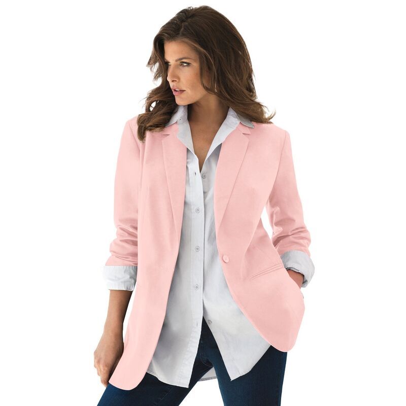 ロアマンズ レディース アウター ジャケット・ブルゾン プラスサイズ ブレザー Roamans Womens Plusize Boyfriend Blazer Soft Blush ブラッシュ