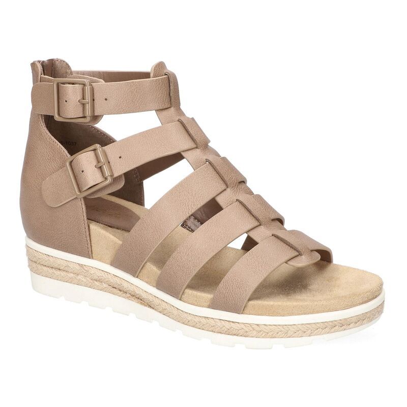 イージーストリート レディース シューズ サンダル プラットフォーム Easy Street Simone Womens Gladiator Platform Wedge Sandals Taupe トープ