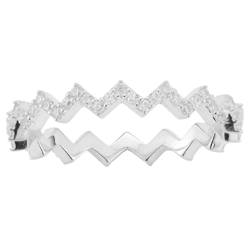 Sunkissed Sterling レディース アクセサリー リング Sunkissed Sterling Silver Cubic Zirconia Zigzag Ring Silver Tone シルバー