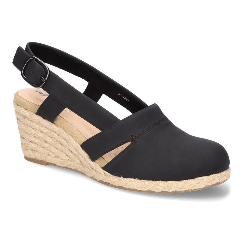 イージーストリート レディース シューズ サンダル Easy Street Stargaze Womens Espadrille Wedge Sandals Black ブラック
