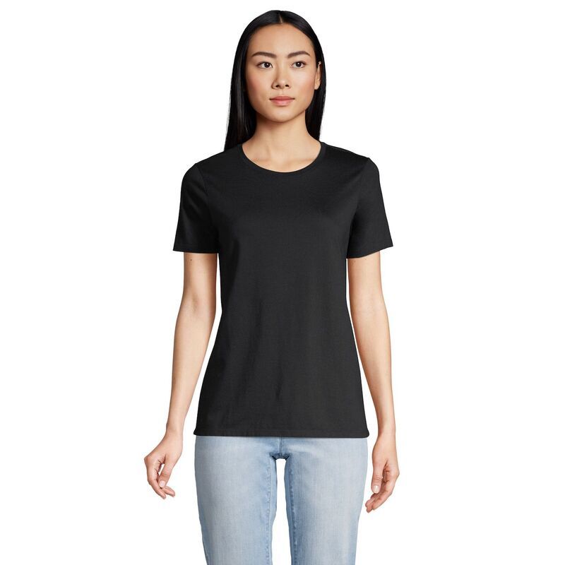 ランズエンド レディース トップス Tシャツ クルーネック コットン Womens Lands End RelaxedFit Supima Cotton Crewneck Tee Black ブラック
