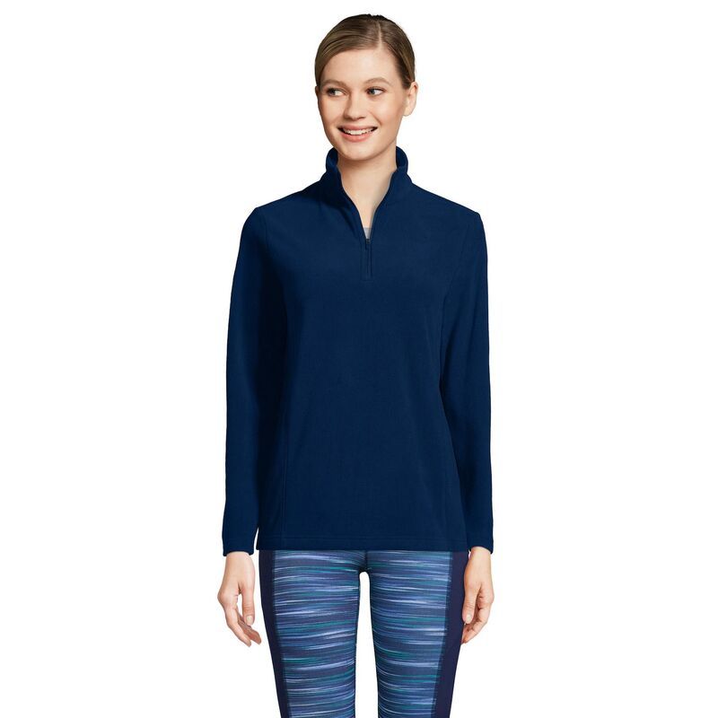 ランズエンド レディース アウター ジャケット・ブルゾン フリース Womens Lands End QuarterZip Fleece Pullover Deep Sea Navy ネイビー