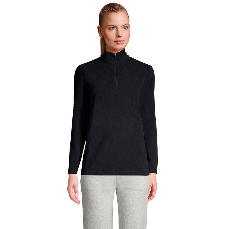 ランズエンド レディース アウター ジャケット・ブルゾン フリース Womens Lands End QuarterZip Fleece Pullover Black ブラック