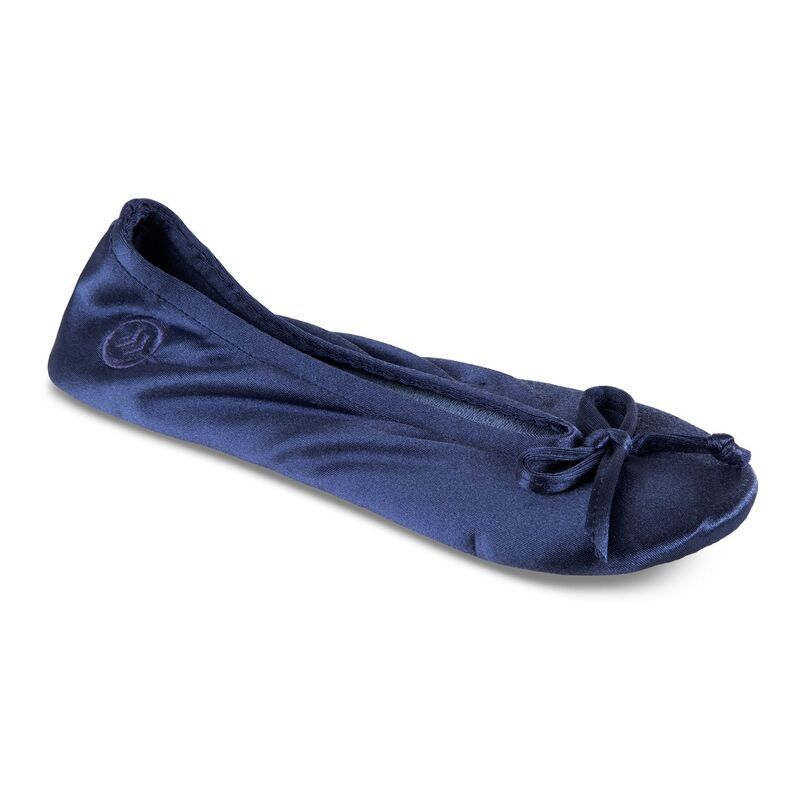 アイソトナー レディース シューズ サンダル サテン isotoner Satin Womens Ballerina Slippers Navy Blue ネイビー