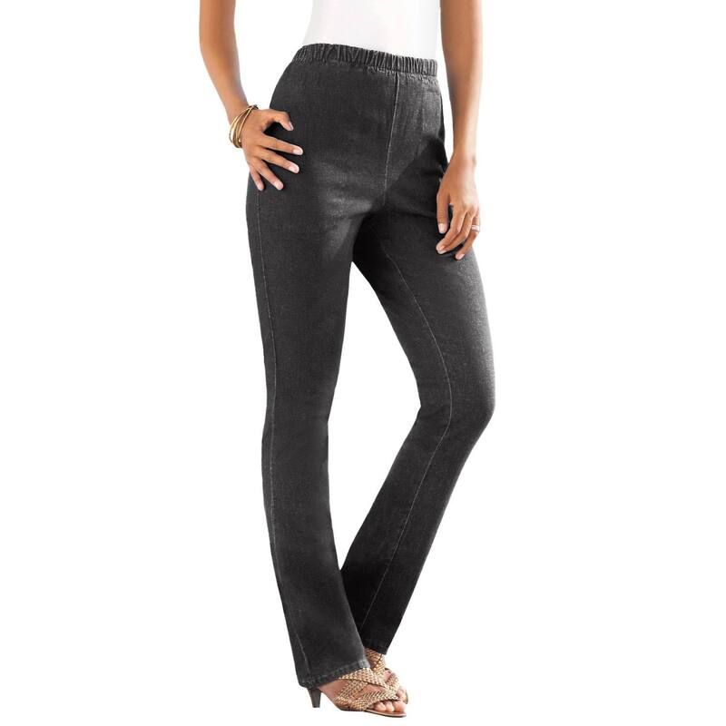 ロアマンズ レディース ボトムス デニムパンツ プラスサイズ プチ Roamans Womens Plusize Petite StraightLeg Comfort Stretch Jean Black Denim ブラック
