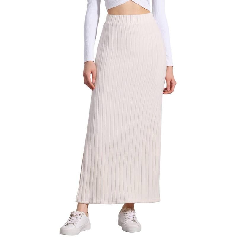 アレグラ ケー レディース ボトムスカート ミディ ニット ALLEGRA Knit Midi Skirt for Womenslit Bodycon Hight Waist Skirts Beige ベージュ