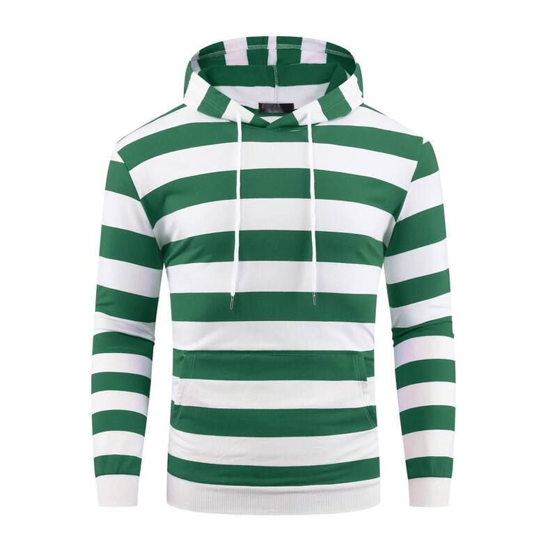 Lars Amadeus メンズ トップス Tシャツ スウェット パーカー Lars Amadeustriped Sweatshirt for Mens Long Sleeves Drawstring Pullover Hooded Sweatshirts H
