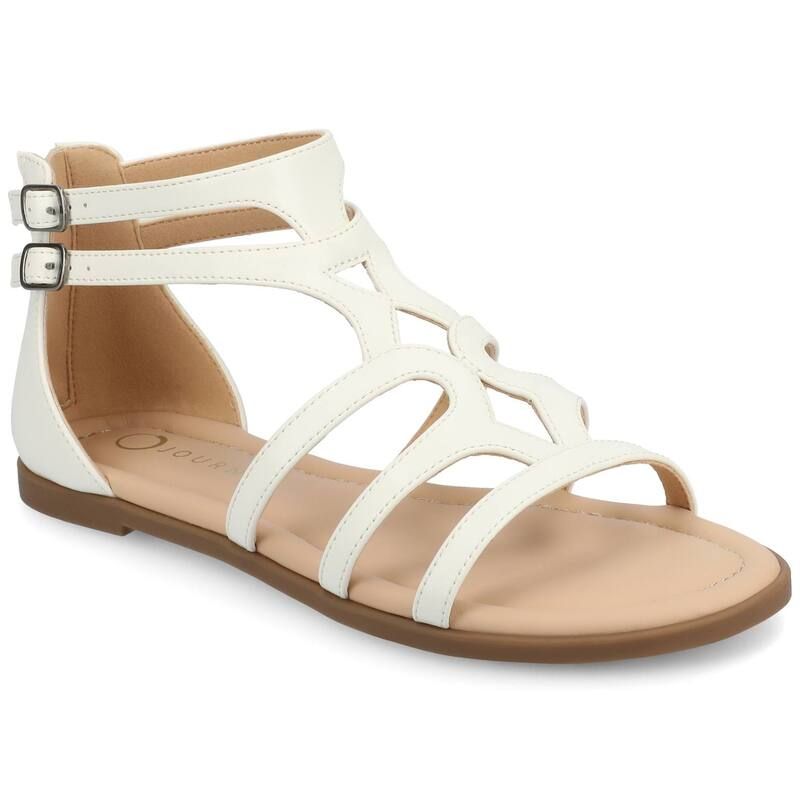 ジャーニー レディース シューズ サンダル Journee Genneva Womens Comfort Adjustable Strap Flat Sandals White ホワイト
