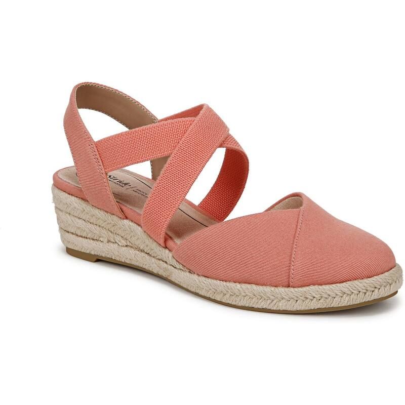 ライフストライド レディース シューズ サンダル LifeStride Kimball Womens Espadrille SlipOn Wedges Coral Pink ピンク
