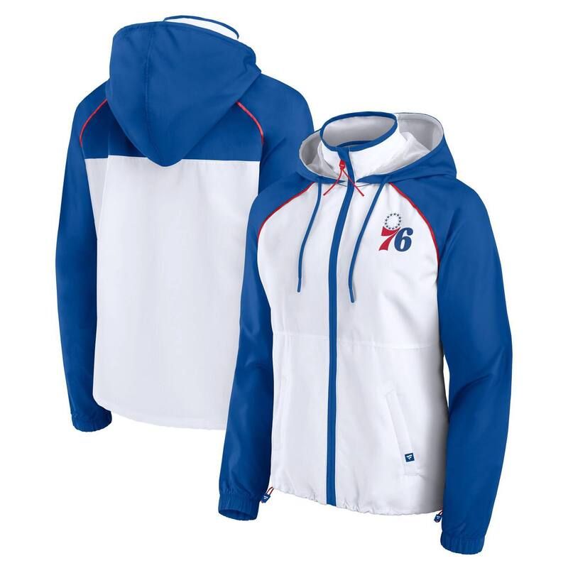 ファナティクス レディース トップス Tシャツ パーカー ジャケット Womens Fanatics WhiteRoyal Philadelphia 76ers Anorak Raglan FullZip Hoodie Jacket 76r White ホワイ
