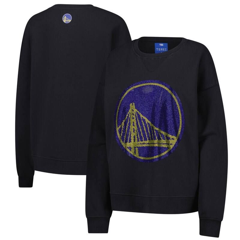 テレズ レディース トップス Tシャツ スウェット ロゴ Womens Terez Black Golden State Warriors Gemstone Logo Pullover Sweatshirt War Black ブラック