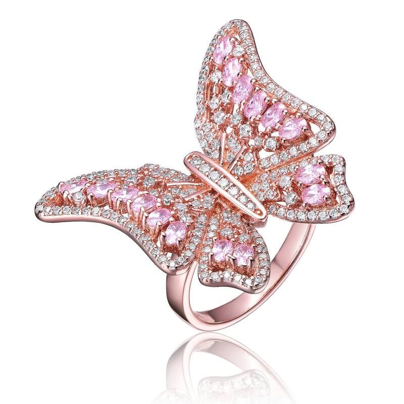アンブランデッド レディース アクセサリー リング Unbranded Rose Gold Tone Pink Cubic Zirconia Butterfly Ring Rose Tone ピンク