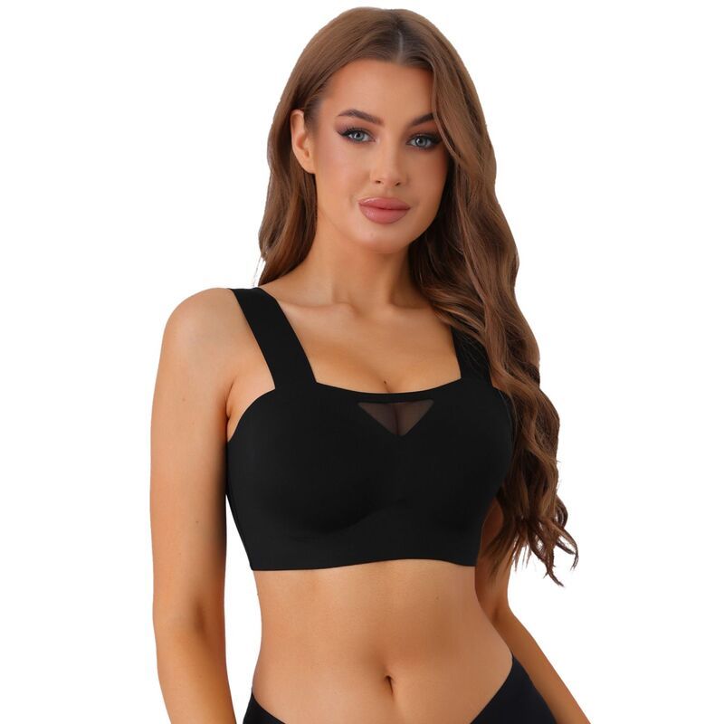 アレグラ ケー レディース アンダーウェア ブラジャー メッシュ ALLEGRA K Womens FullCoverage Mesh Everyday Bralette PushUp Comfort Wireless Bras Black ブラック 8,985円
