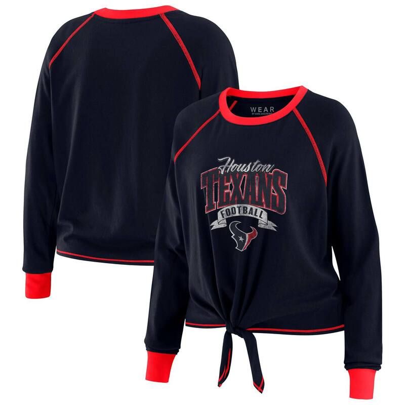 ウェア バイ エリン アンドルーズ レディース トップス Tシャツ Womens WEAR by Erin Andrews NavyRed Houston Texans TieFront Long Sleeve Top Txs Navy ネイビー