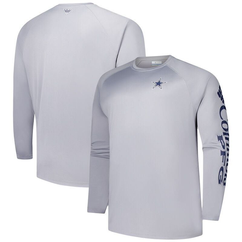 コロンビア メンズ トップス Tシャツ トール Mens Columbia Gray Dallas Cowboys Big Tall Terminal Tackle OmniShade Raglan Long Sleeve TShirt Cow Grey グレ