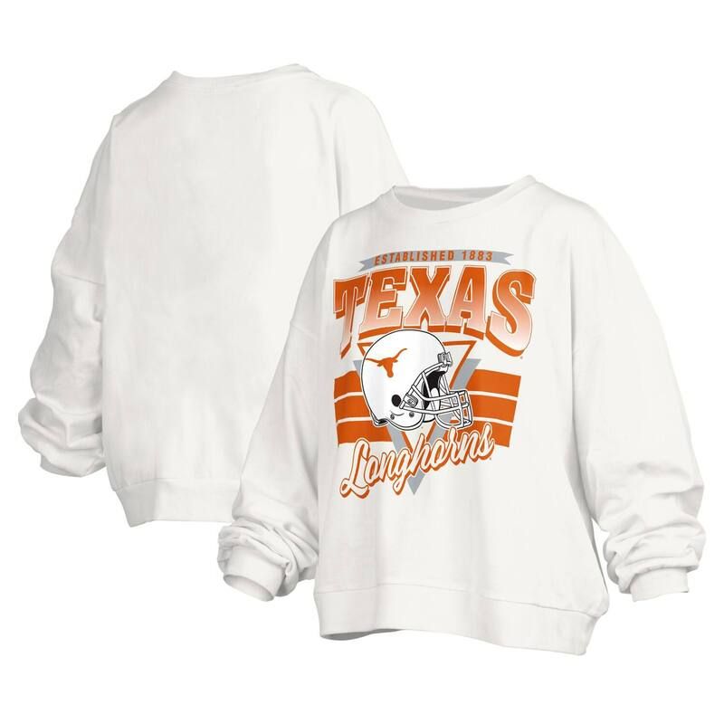 プレスボックス レディース トップス Tシャツ スウェット ロゴ Womens Pressbox Whitexas Longhorns Janice Retro Logoversized Pullover Sweatshirtex White ホワイト