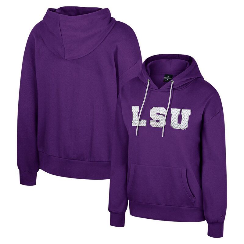 コロシアム レディース トップス Tシャツ パーカー Womens Colosseum Purple LSU Tigers Reflection Rhinestone Drawcord Pullover Hoodie Lsu Purple パープル