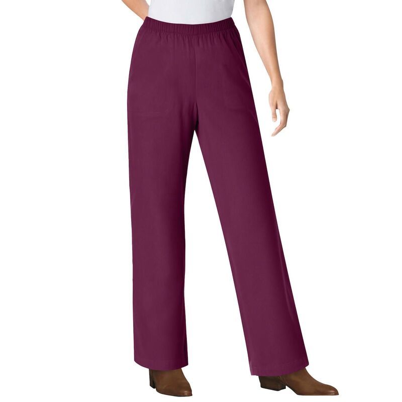 ウーマン ウィズイン レディース ボトムス デニムパンツ ワイドレッグ プラスサイズ プチ Woman Within Womens Plusize Petite Wide Leg Fineline Denim Jean Deep Claret デニム