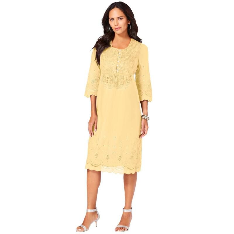 ロアマンズ レディース トップス ワンピース プラスサイズ コットン レース Roamans Womens Plusize Cotton Lace Dress Banana