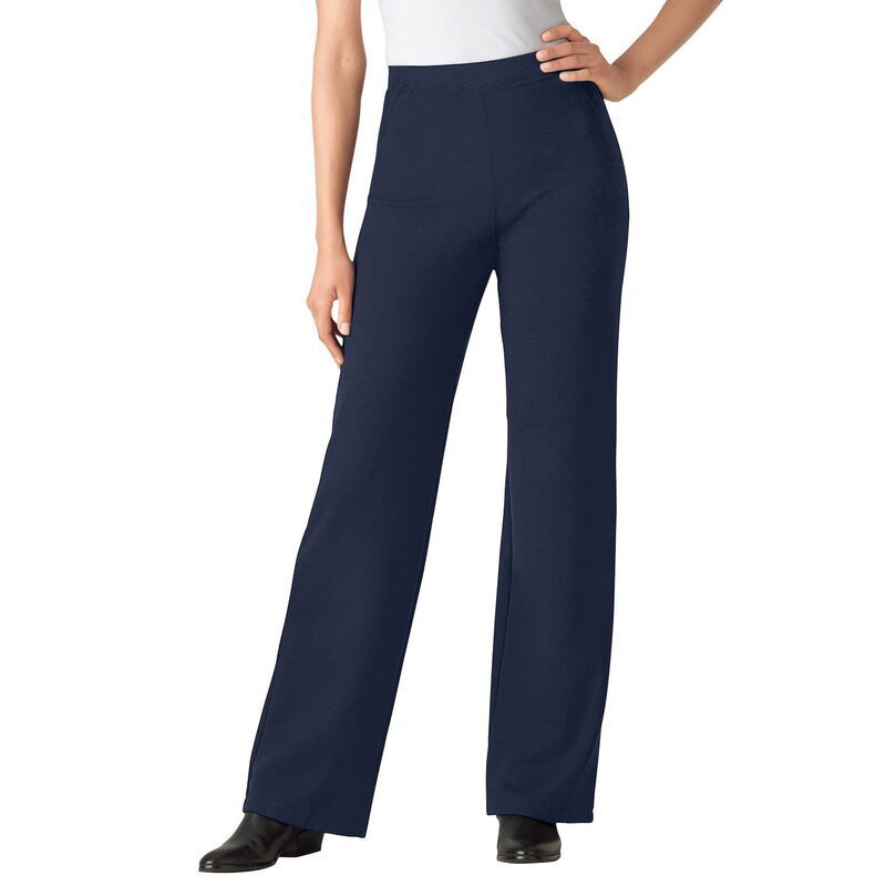 ウーマン ウィズイン レディース ボトムス カジュアルパンツ プラスサイズ プチ ニット Woman Within Womens Plusize Petite WideLeg Ponte Knit Pant Navy ネイビー