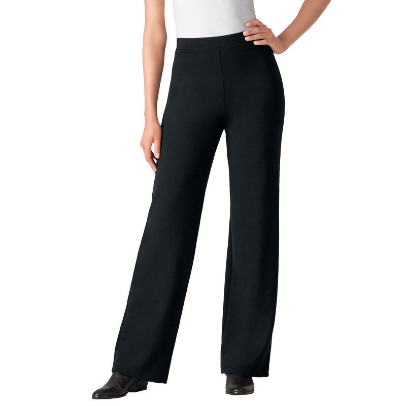 ウーマン ウィズイン レディース ボトムス カジュアルパンツ プラスサイズ プチ ニット Woman Within Womens Plusize Petite WideLeg Ponte Knit Pant Black ブラック