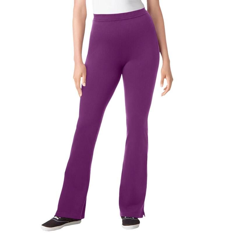 ウーマン ウィズイン レディース ボトムス カジュアルパンツ ブーツカット プラスサイズ プチ コットン ブーツ Woman Within Womens Plusize Petite Stretch Cotton Bootcut Pant Plum Purpl