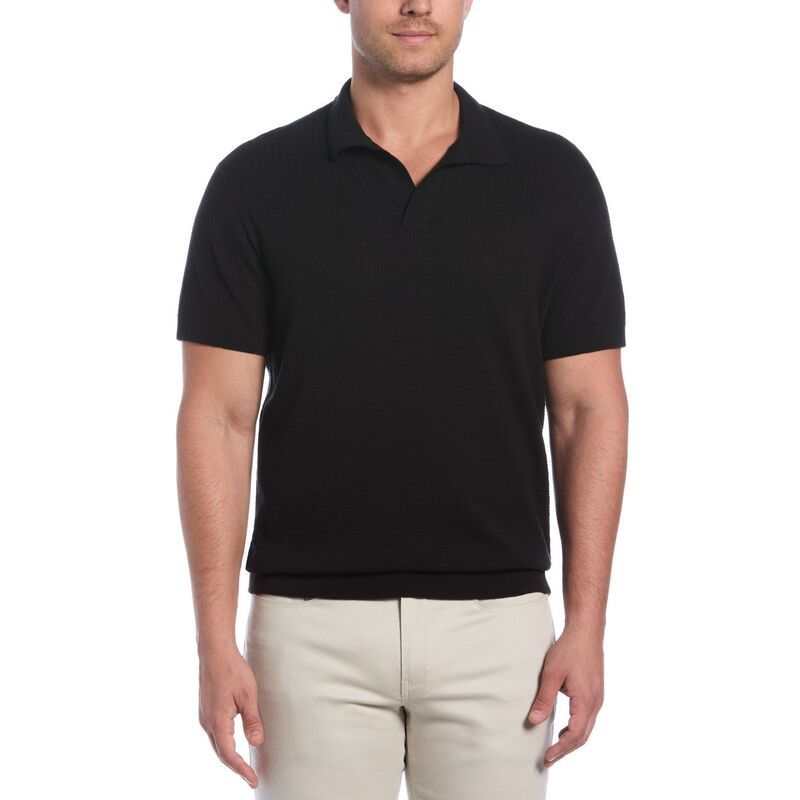 キューバベラ メンズ トップス Tシャツ セーター ニット Mens Cubavera Textured Knit Short Sleeve Sweater Jet Black ブラック