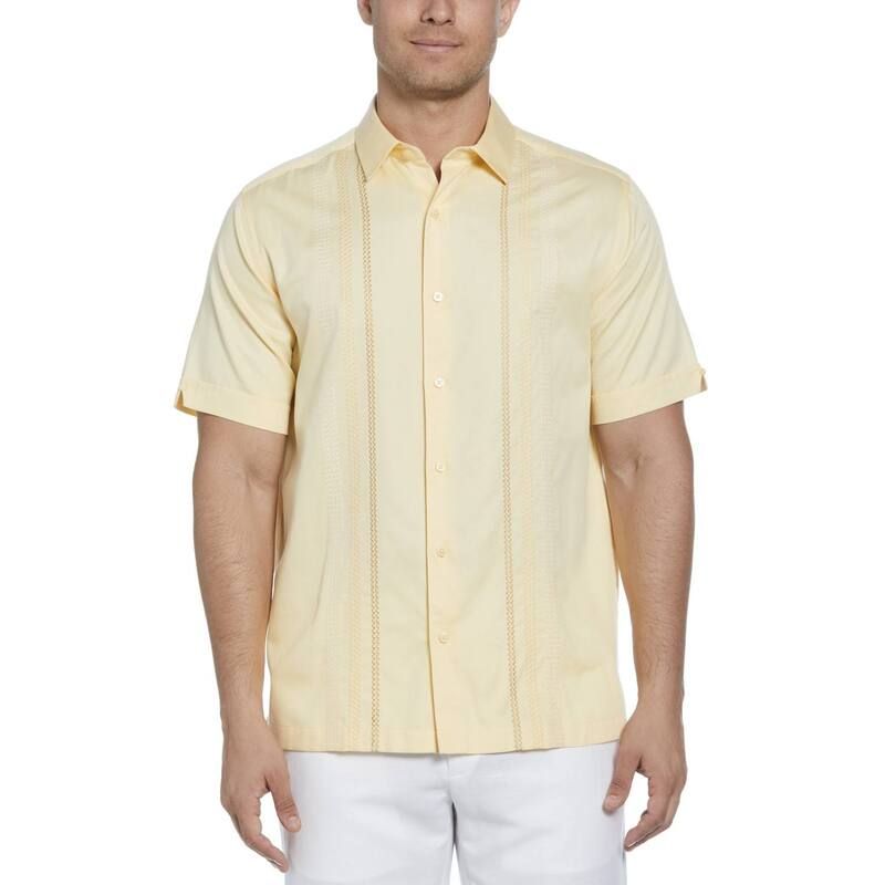 キューバベラ メンズ トップス シャツ ダウン Mens Cubavera Ombrembroidery Panel Short Sleeve ButtonDown Shirt Golden Fleece