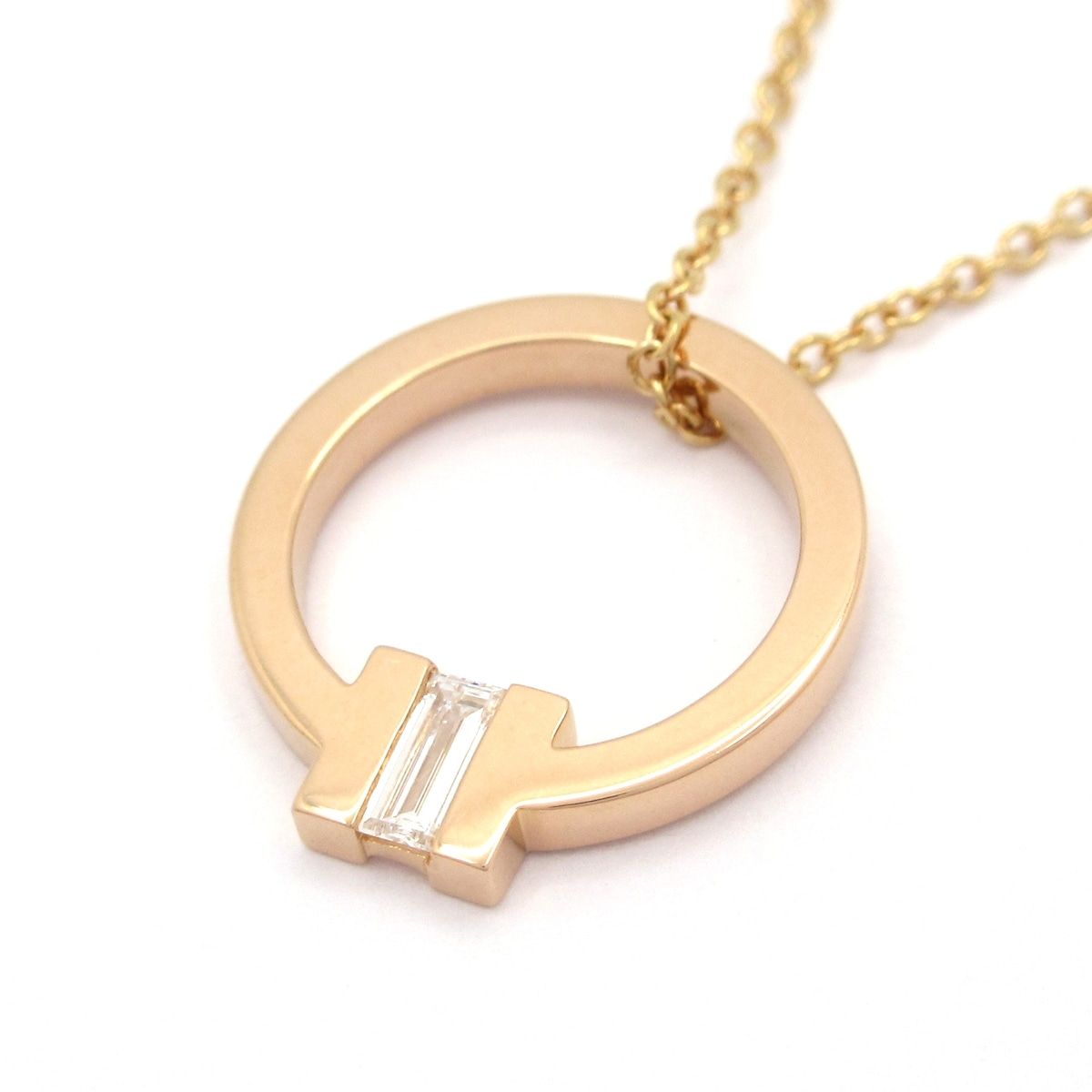 TIFFANY&Co.(ティファニー) ネックレス美品 Tスクエア K18PG×ダイヤモンド 1Pダイヤ