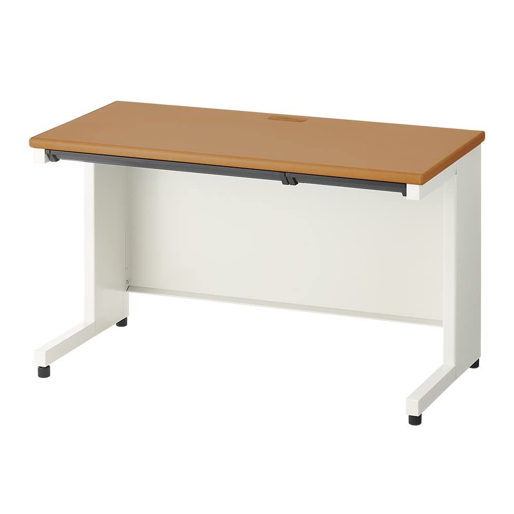 新品 プラス オフィスデスク スチールデスク SH2デスク 平机 幅120 奥行60cm 天板ミディアムウッド/本体ホワイト 配線穴付き SH2-126H 609576 〈メーカー直販〉