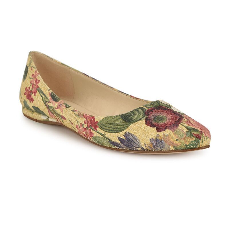 ナインウェスト レディース シューズ サンダル レザー Nine West Speakup Womens Leather Ballet Flats Natural Multi マルチカラー
