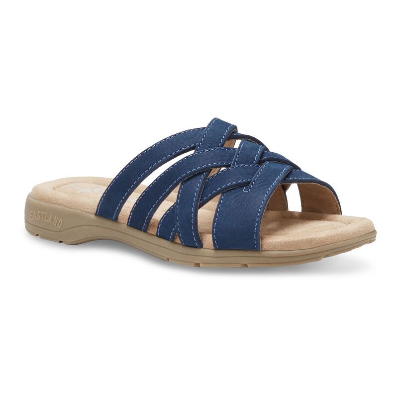 イーストランド レディース シューズ サンダル レザー Eastland Hazel Womens Leather Slide Sandals Navy ネイビー