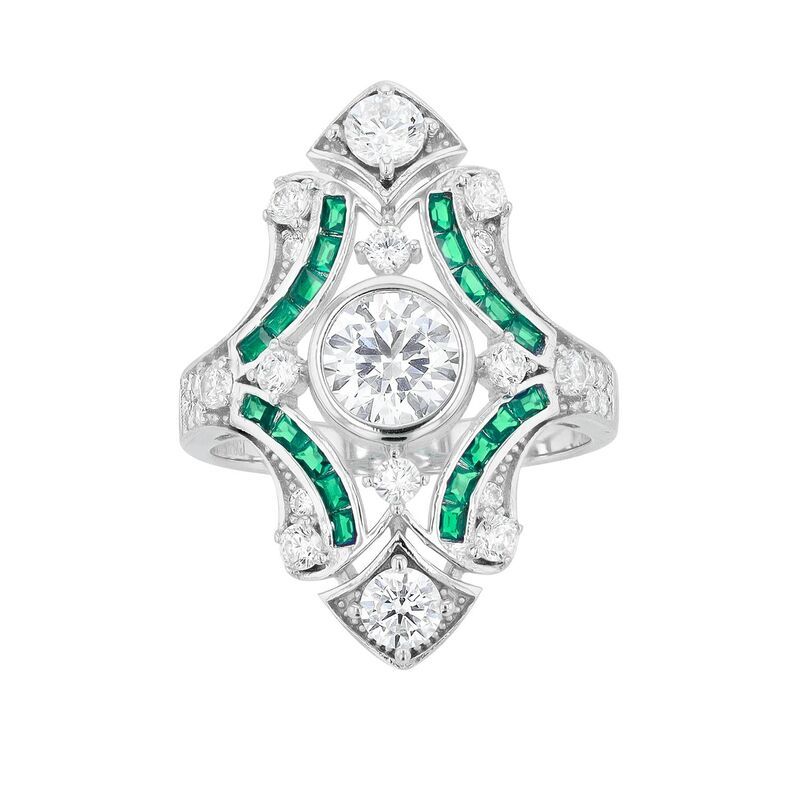 アンブランデッド レディース アクセサリー リング Unbranded Sterling Silver Green Clear Cubic Zirconia Cocktail Ring Sterling グリーン