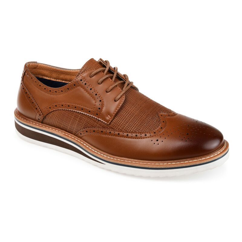 バンス メンズ シューズ オックスフォード ウィングチップ ダービー Vance Co Warrick Mens Wingtip Derby Shoes Brown ブラウン