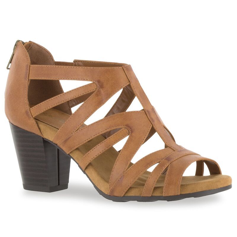 イージーストリート レディース シューズ サンダル ヒール Easy Street Amaze Womens Higheel Sandals Cognac