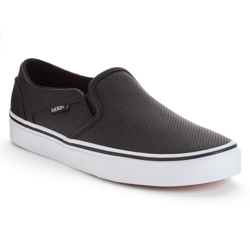 バンズ レディース シューズ スニーカー VansR Asher Womens Perforated SlipOn Shoes Black ブラック